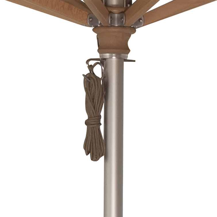 Cast Silver 132'' Aluminum and Wood Outdoor Umbrella