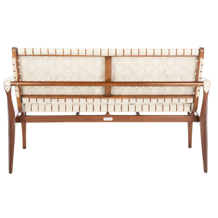 Brenton 56'' White and Light Brown Leather Bench