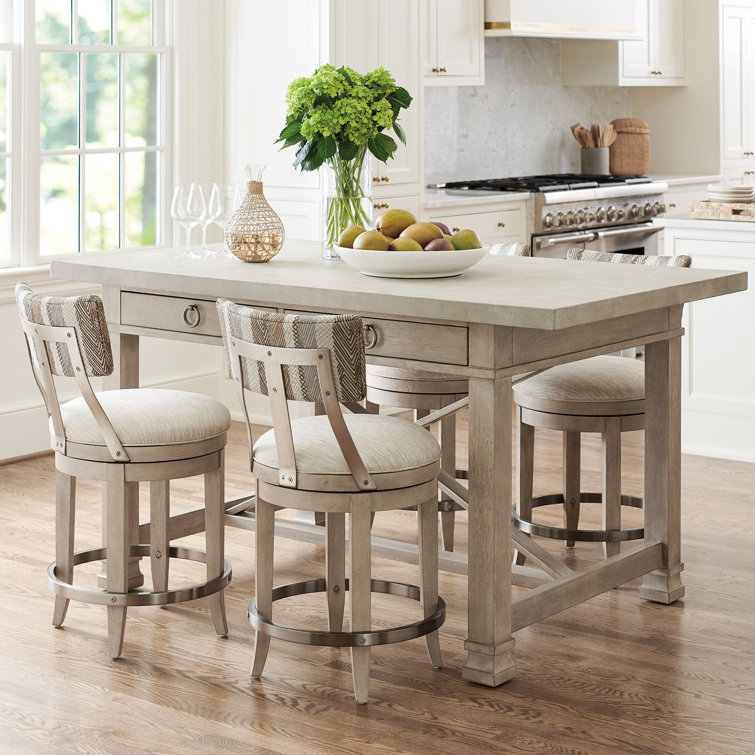 Beige Rectangular Wood Counter Height Dining Table
