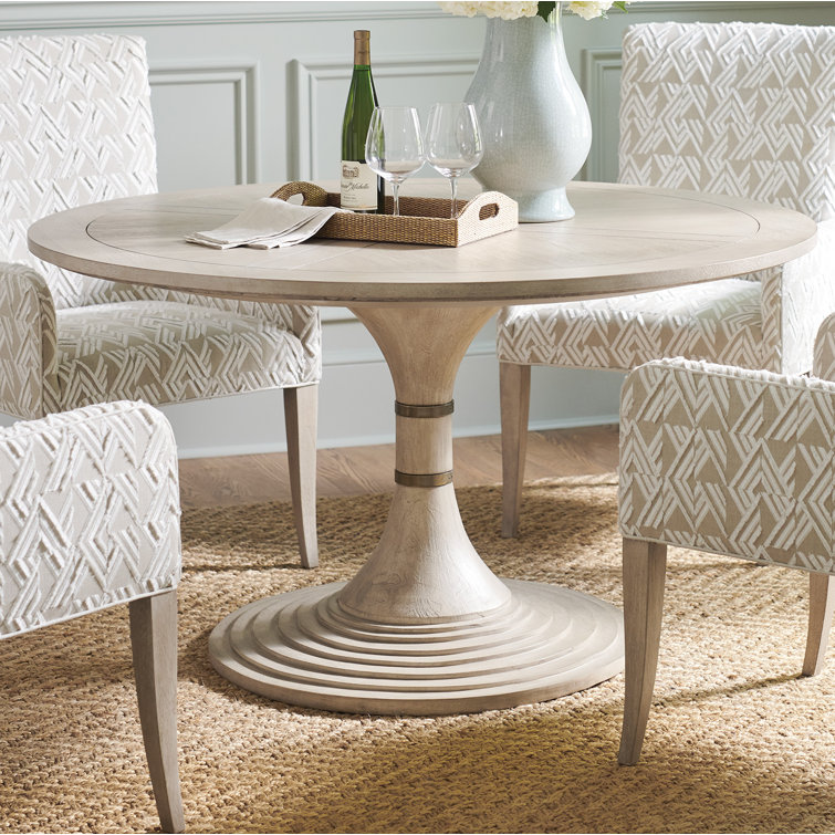 Beige Round Hickory Veneer Contemporary Dining Table