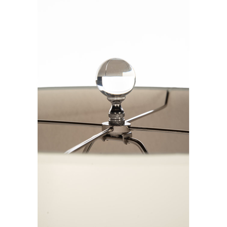 Navy Blue Ceramic Table Lamp with Cream Leather Shade