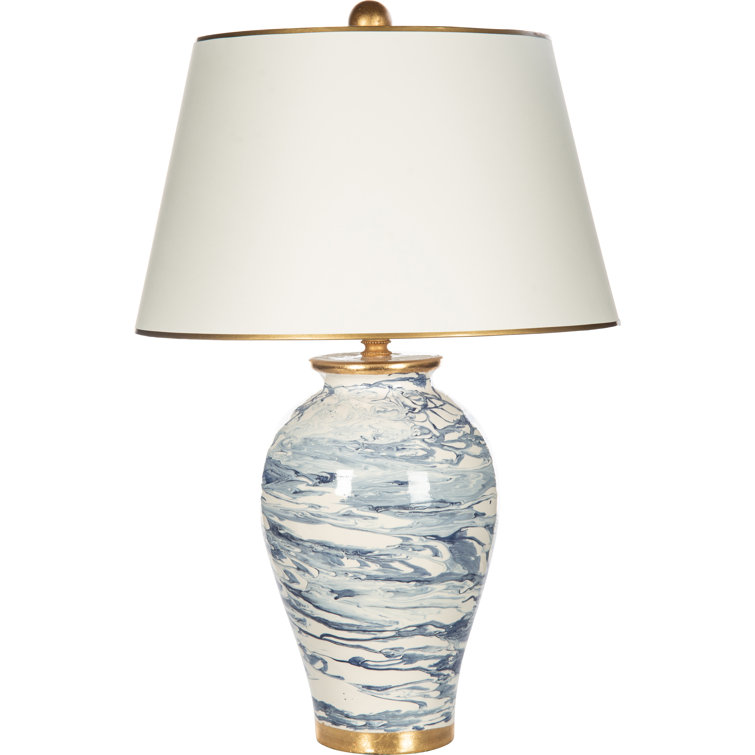 27" White Ceramic Table Lamp with Parchment Shade
