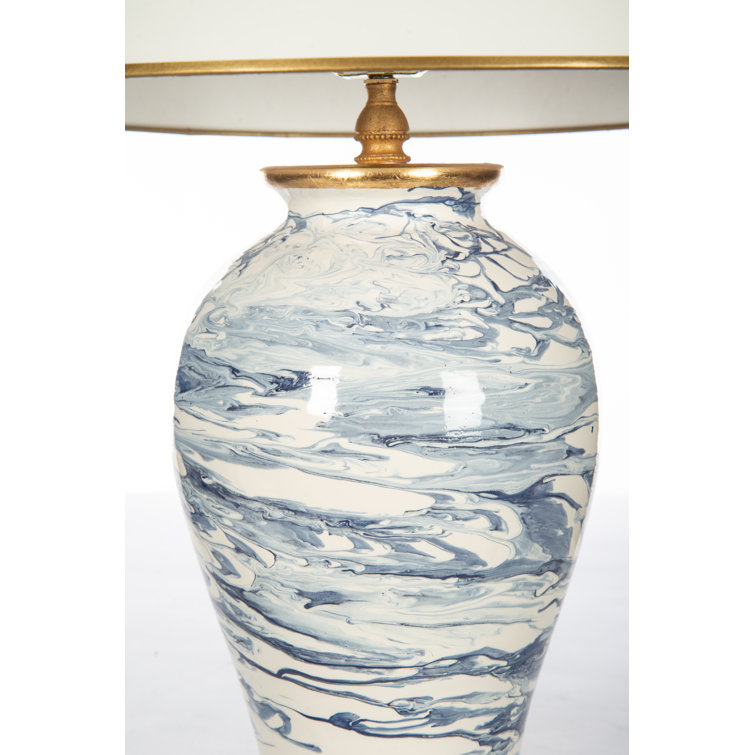 27" White Ceramic Table Lamp with Parchment Shade
