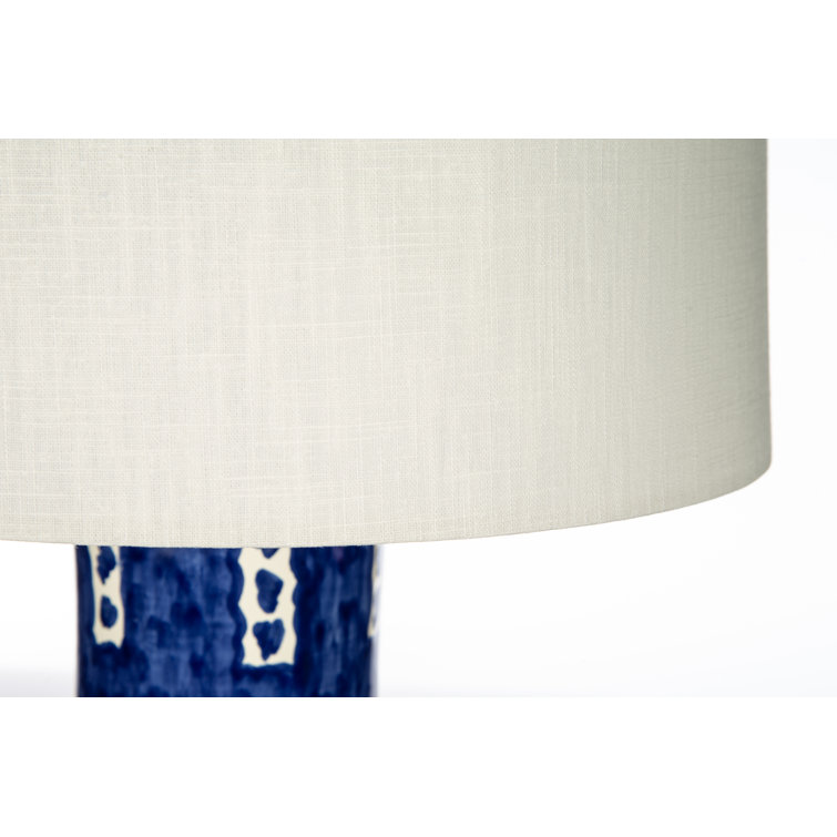 Royal Blue and White Ceramic Table Lamp with Linen Shade