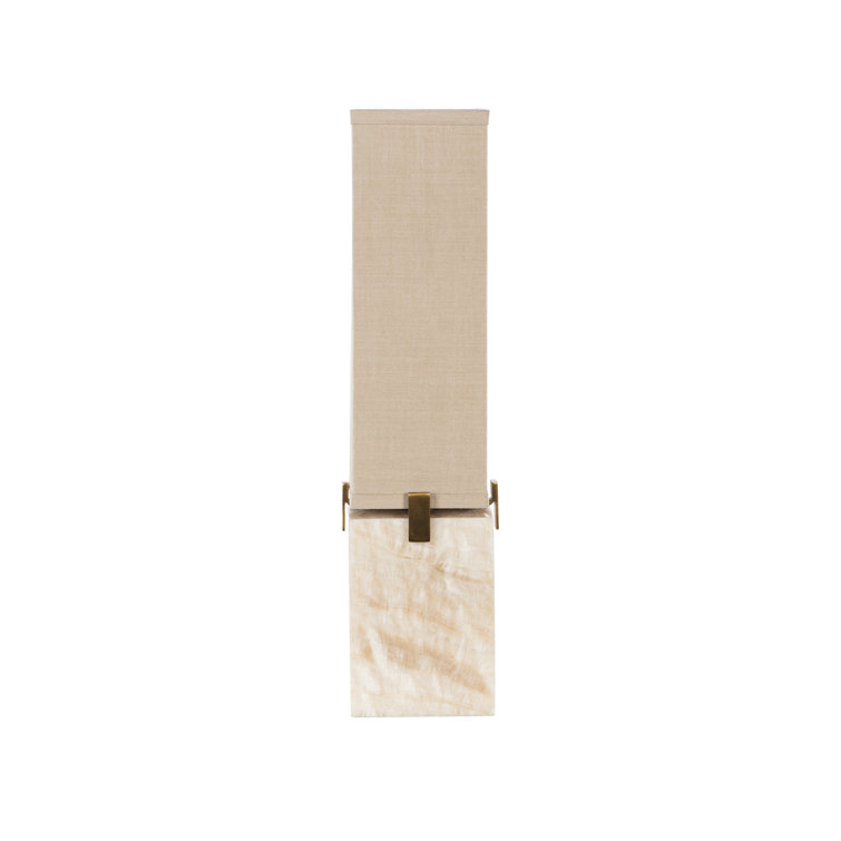Brass and Marble Table Lamp with Linen Shade