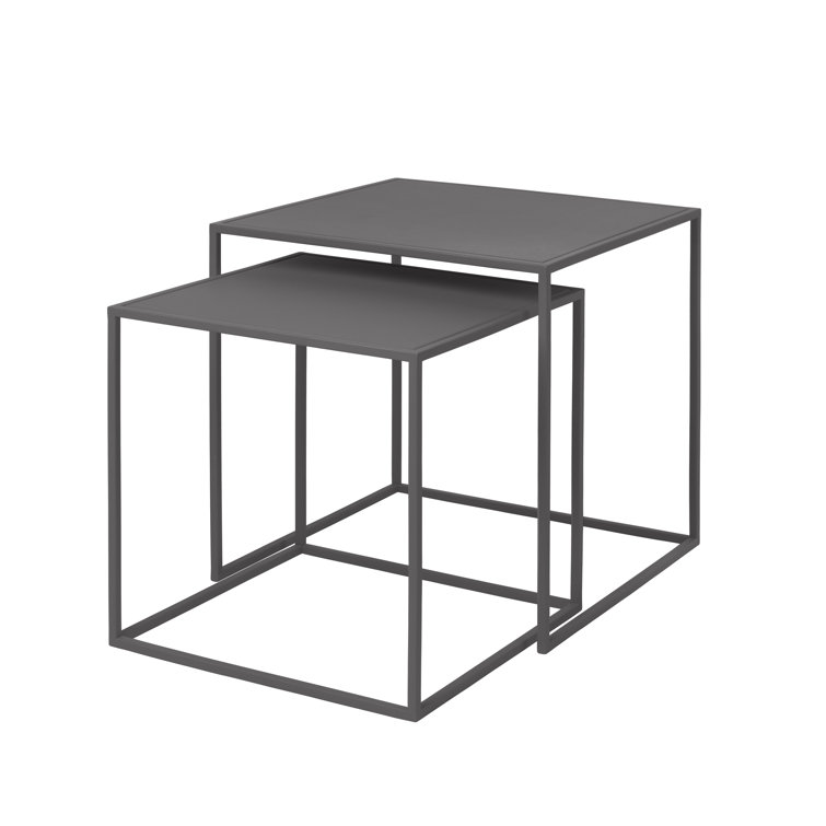Fera Matte Black Steel Square Nesting End Tables - Set of 2