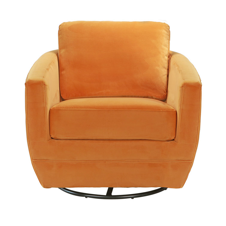 Marigold Velvet Barrel Swivel Chair with Metal Base