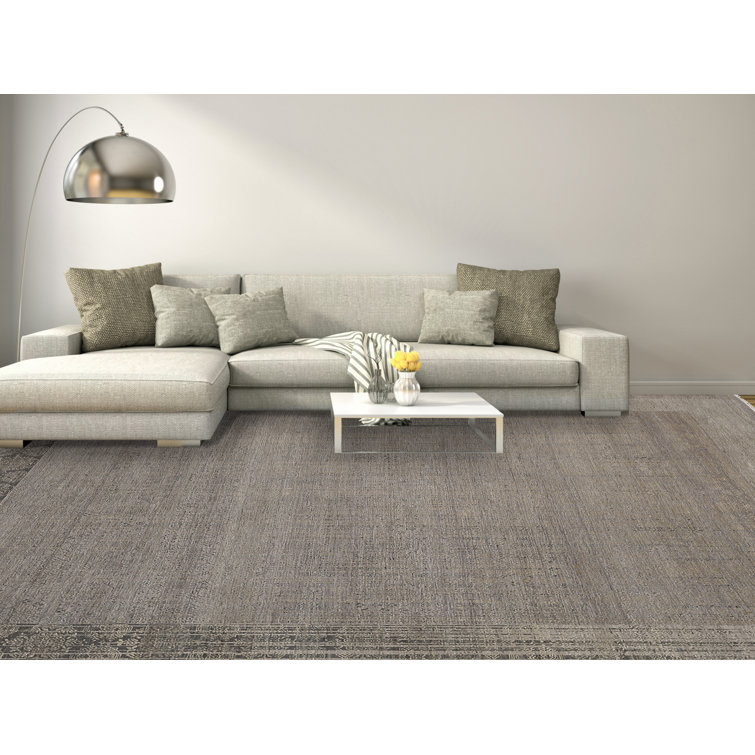 Pearl Hand-Knotted Light Gray Wool and Silk Area Rug
