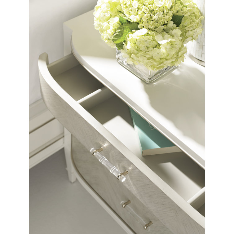 White and Heron Grey Transitional 3-Drawer Nightstand