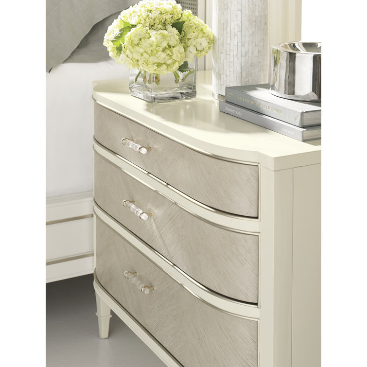 White and Heron Grey Transitional 3-Drawer Nightstand