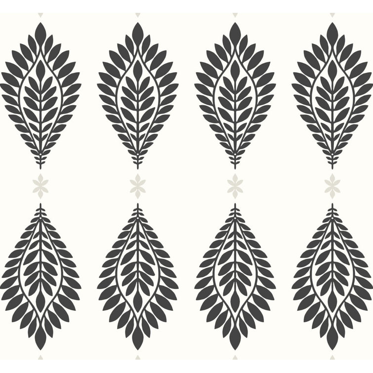 Ebony and Eggshell Palm Frond Vinyl Wallpaper