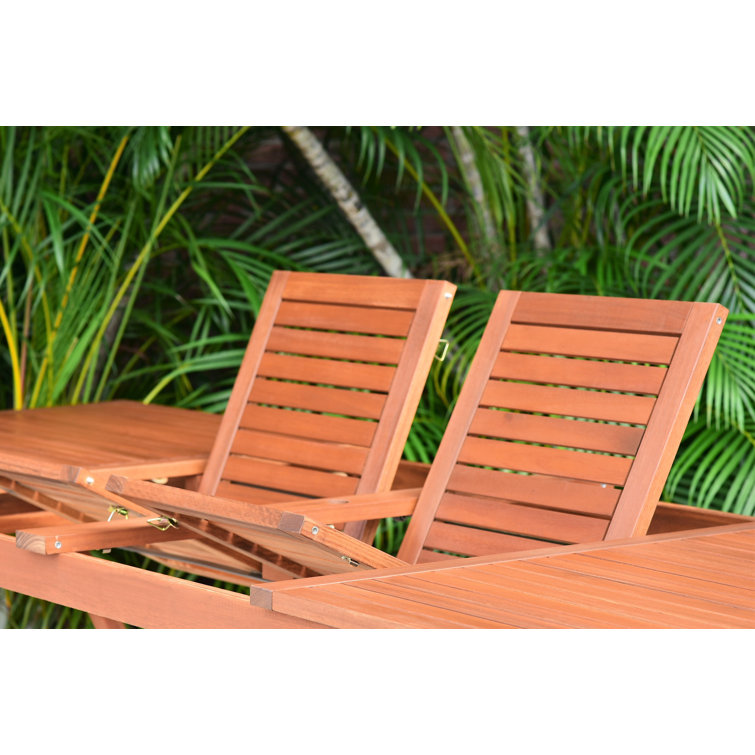 Elysian White & Teak 8-Person Extendable Outdoor Dining Ensemble