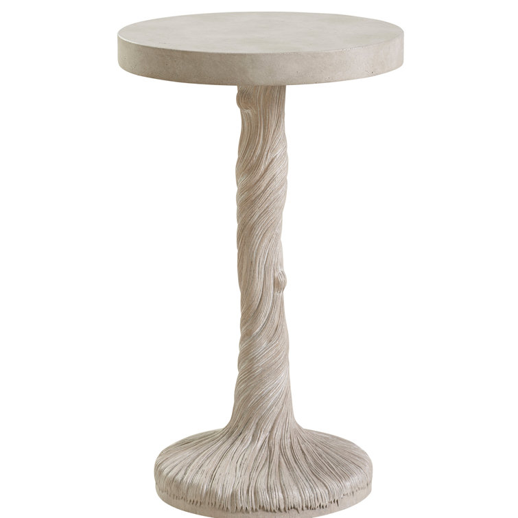 Beige Round Concrete Top Accent Table