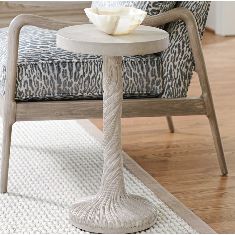 Beige Round Concrete Top Accent Table