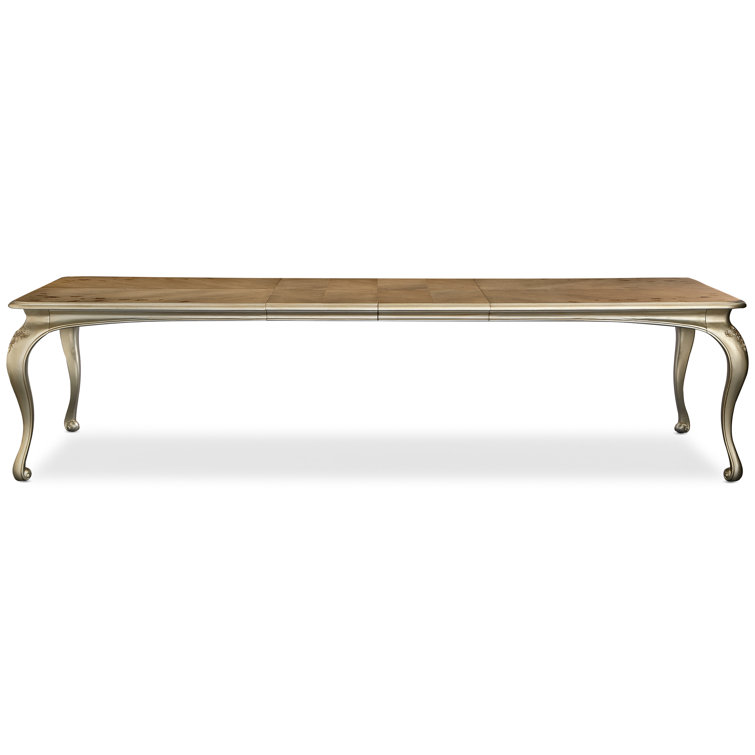 Fontainebleau Rectangular Brown and Gold Extendable Dining Table
