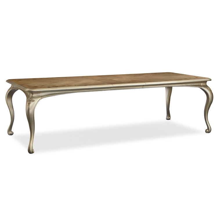 Fontainebleau Rectangular Brown and Gold Extendable Dining Table