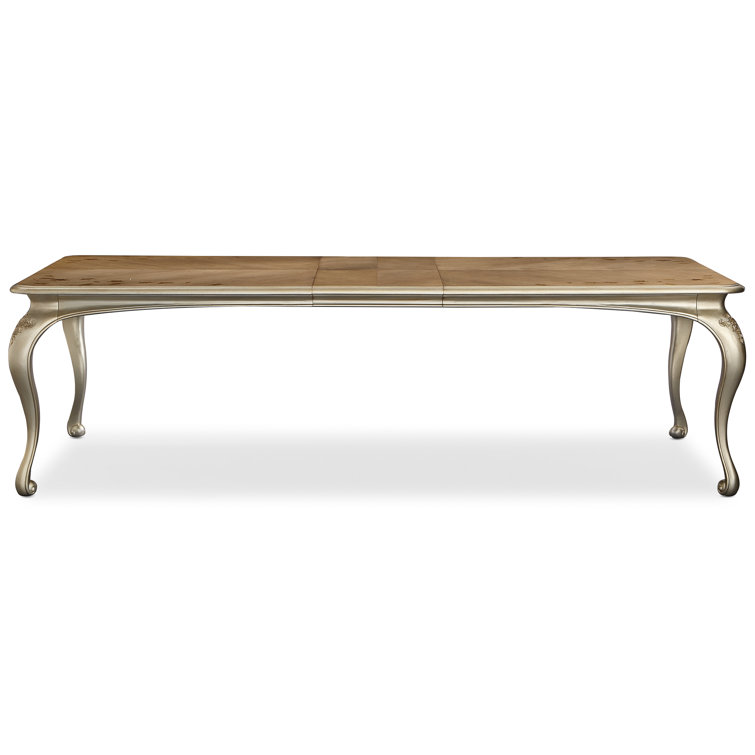 Fontainebleau Rectangular Brown and Gold Extendable Dining Table