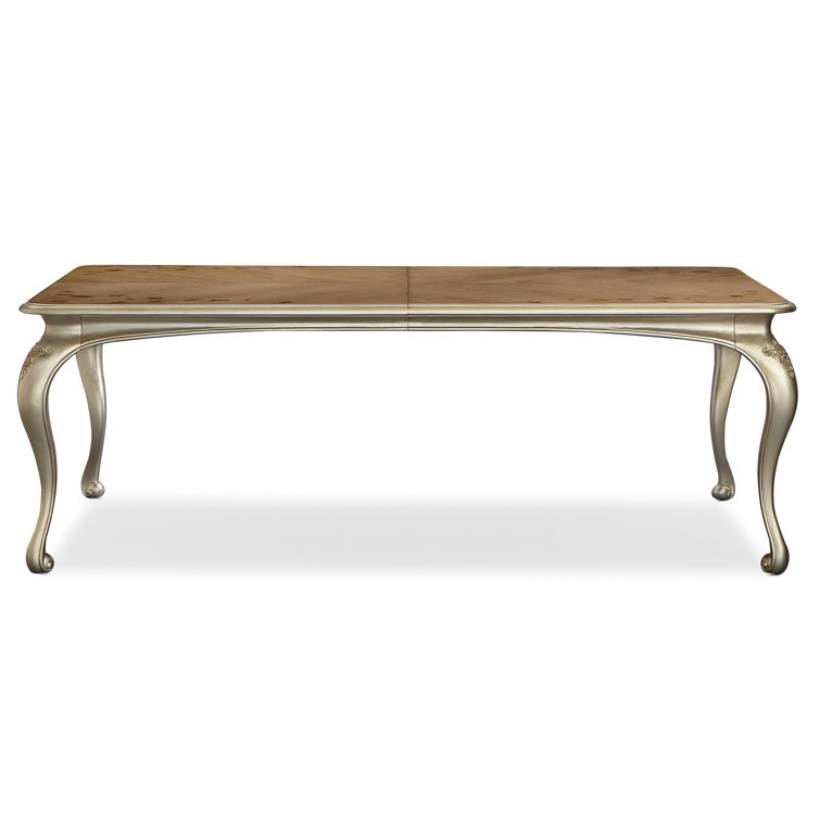 Fontainebleau Rectangular Brown and Gold Extendable Dining Table
