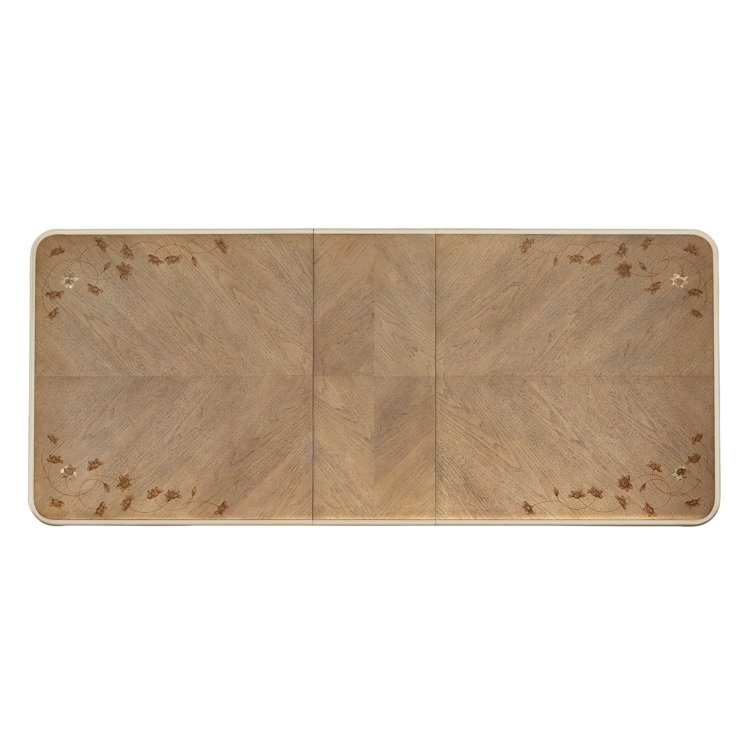 Fontainebleau Rectangular Brown and Gold Extendable Dining Table