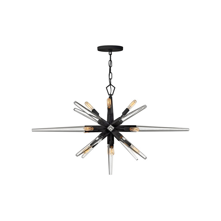 Ariel Crystal Spires 12-Light Black Sputnik Chandelier