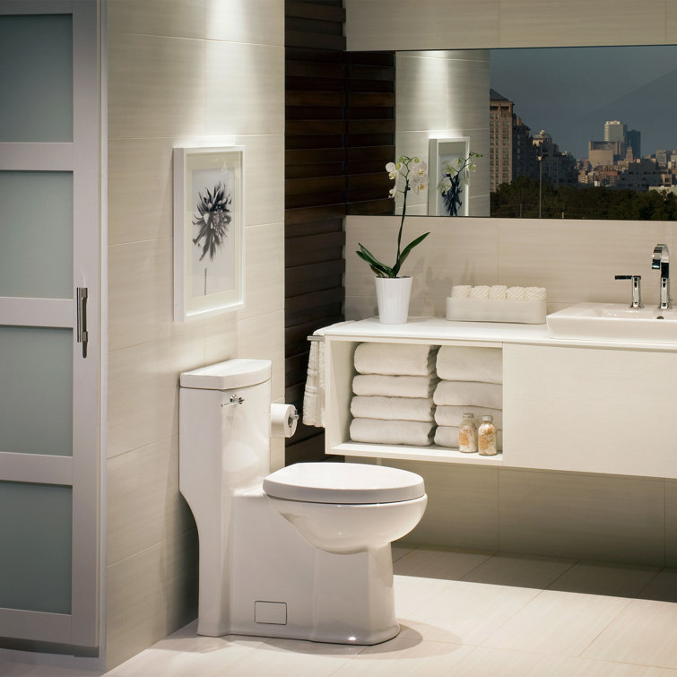 White High Efficiency Elongated One-Piece Toilet with Dual Flush