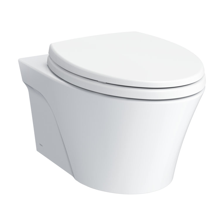 Matte Silver Elongated Wall-Mounted Dual Flush Toilet