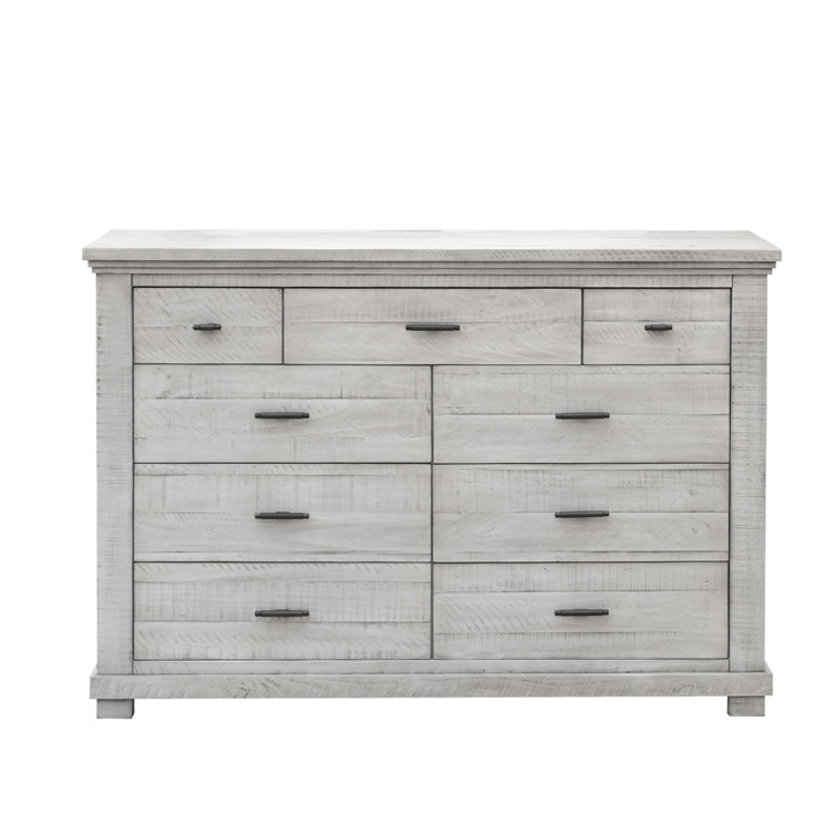 Calming Gray 9-Drawer Industrial Farmhouse Dresser