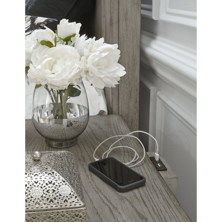 Heritage Taupe 3-Drawer Nightstand with USB Ports