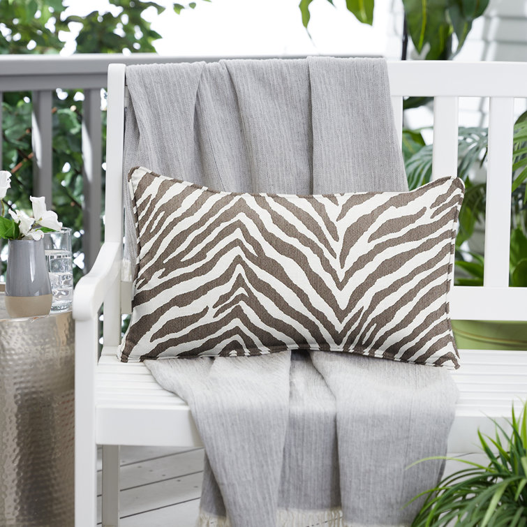 Sunbrella Gray Zebra Print Indoor/Outdoor Lumbar Pillow Set