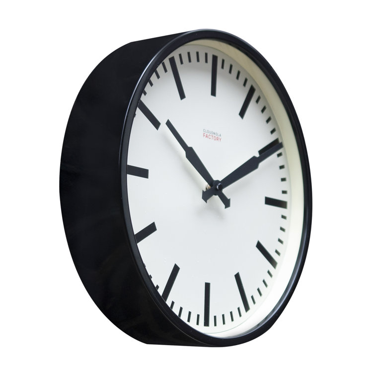 12'' Black and White Metal Wall Clock with Silent Quartz Movement