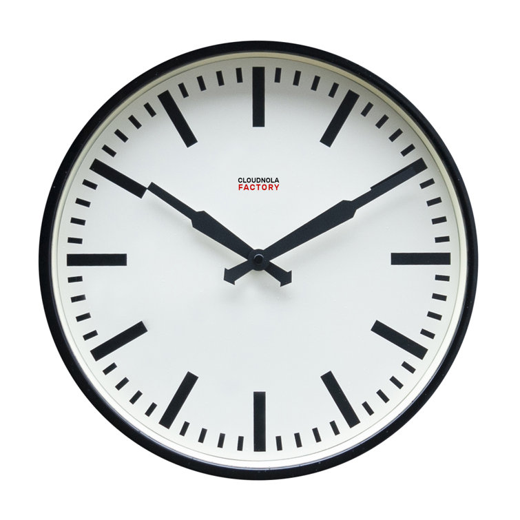 12'' Black and White Metal Wall Clock with Silent Quartz Movement