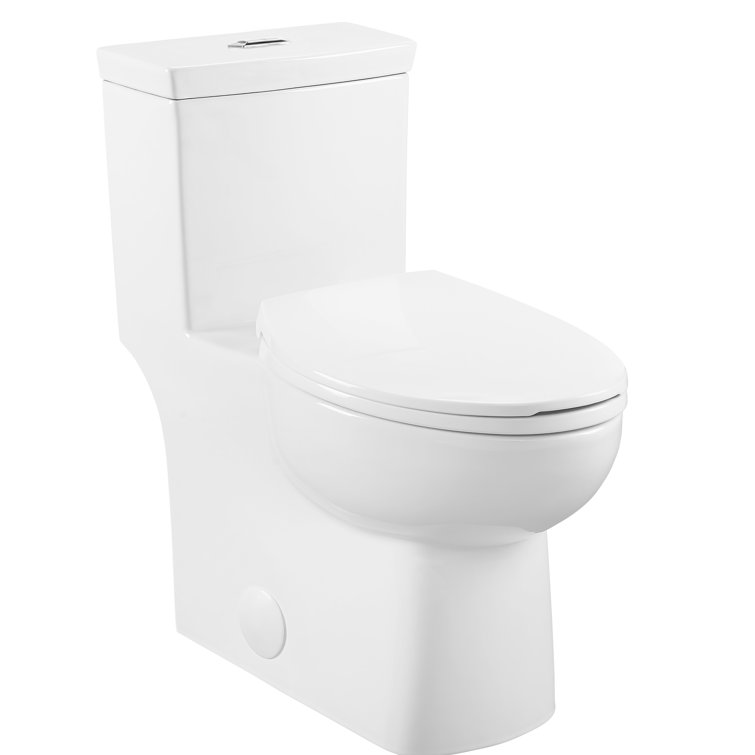 Glossy White Elongated Dual Flush One-Piece Toilet
