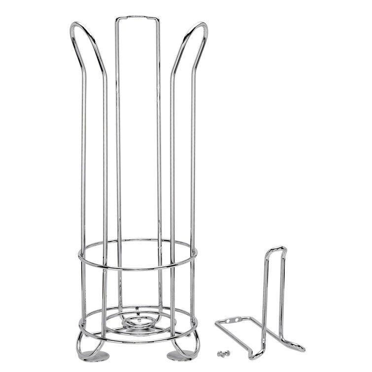 Chrome Free Standing Toilet Paper Holder with Storage