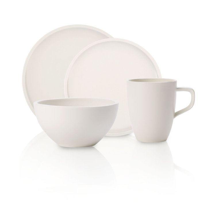 White Porcelain 4-Piece Dinnerware Set, Service for 1