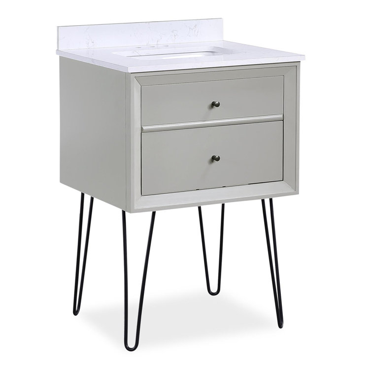 Midcentury Modern Tribecca 24" Wall-Mounted Vanity in Matte Gray