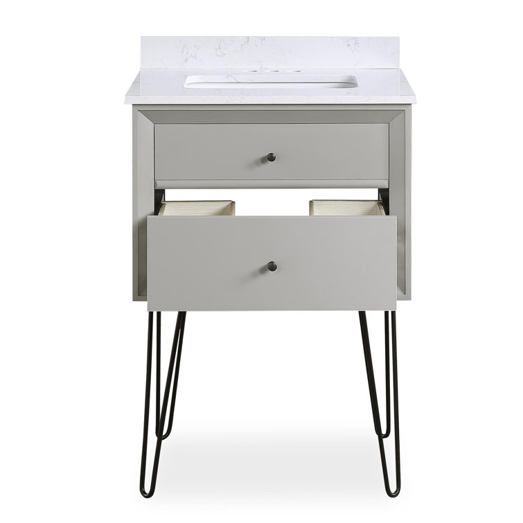 Midcentury Modern Tribecca 24" Wall-Mounted Vanity in Matte Gray