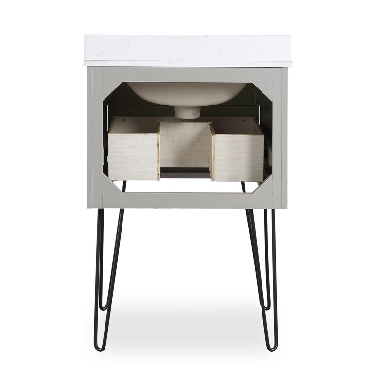 Midcentury Modern Tribecca 24" Wall-Mounted Vanity in Matte Gray