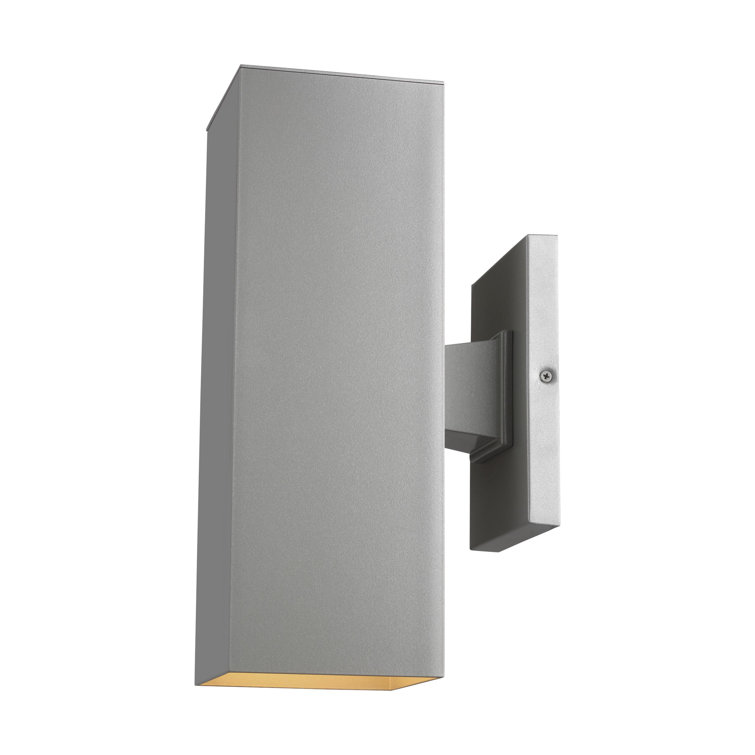 Brushed Nickel Rectangular Outdoor Wall Sconce with Black Shade