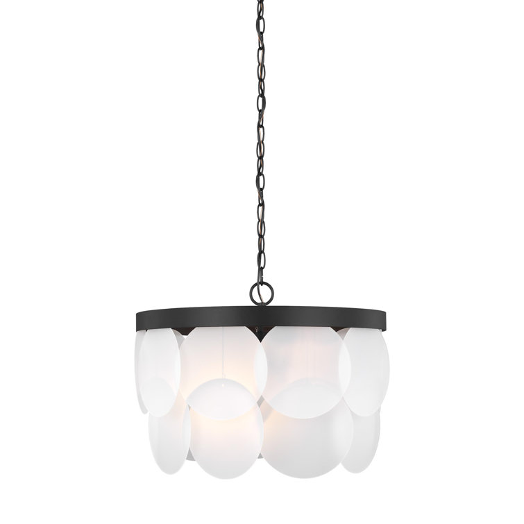 Midnight Black Glass Drum 6-Light Indoor/Outdoor Chandelier