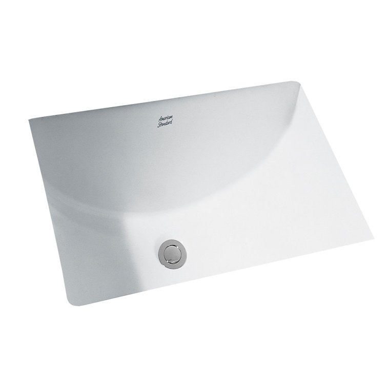 White Ceramic Rectangular Undermount Bathroom Sink