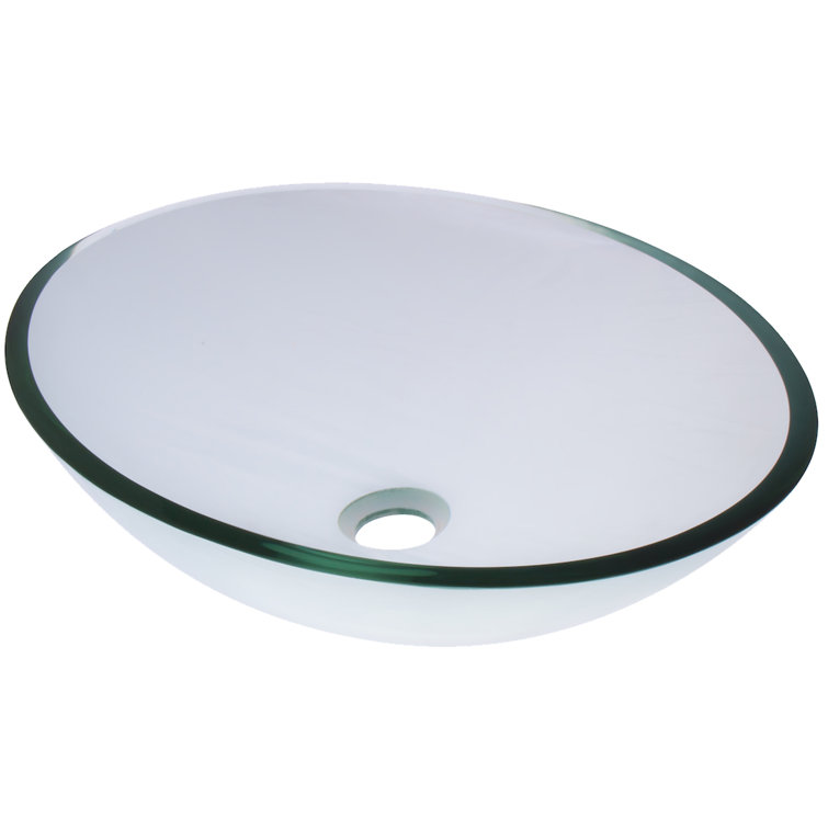 Clear Oval Glass Above-Counter Vessel Sink