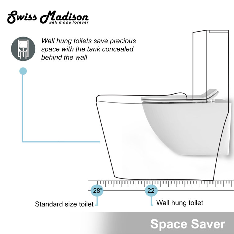 White Wall-Mounted Dual Flush Elongated Toilet