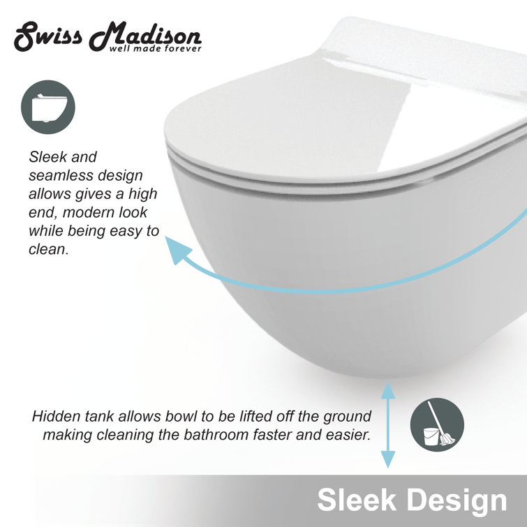 White Wall-Mounted Dual Flush Elongated Toilet