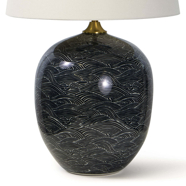 Ebony Harbor Inspired Ceramic Table Lamp with Linen Shade