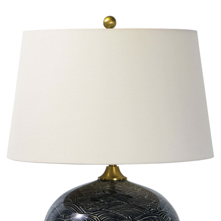 Ebony Harbor Inspired Ceramic Table Lamp with Linen Shade