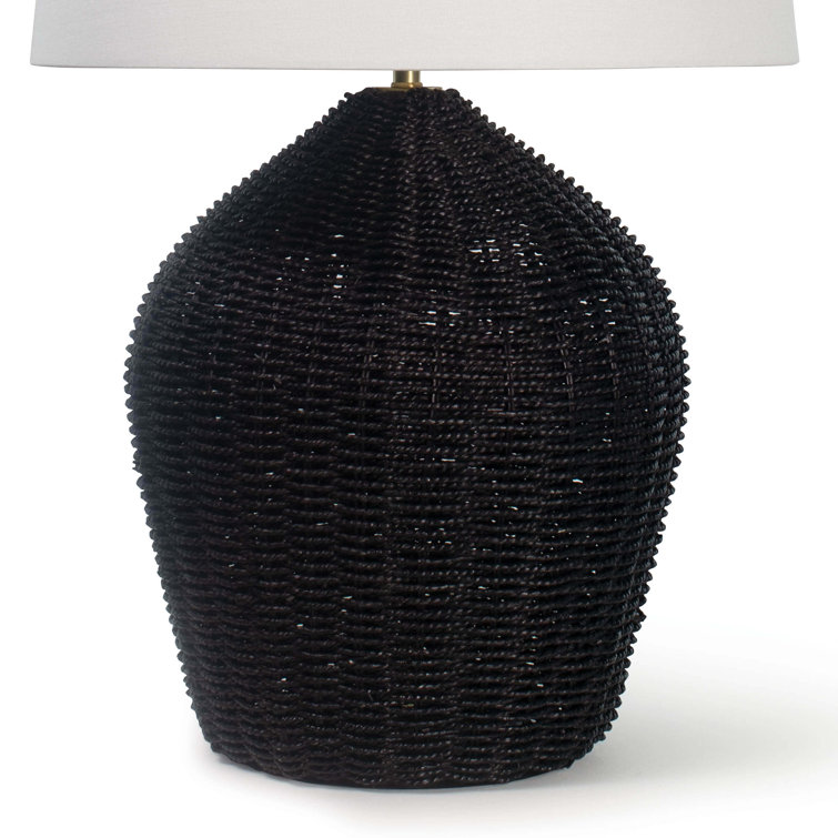 Elegant Georgian Black and Polished Brass Table Lamp with Linen Shade