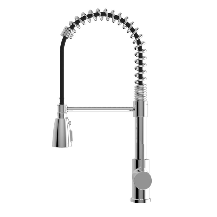 Polished Chrome Single Handle Pull-Down Kitchen Faucet with Spray