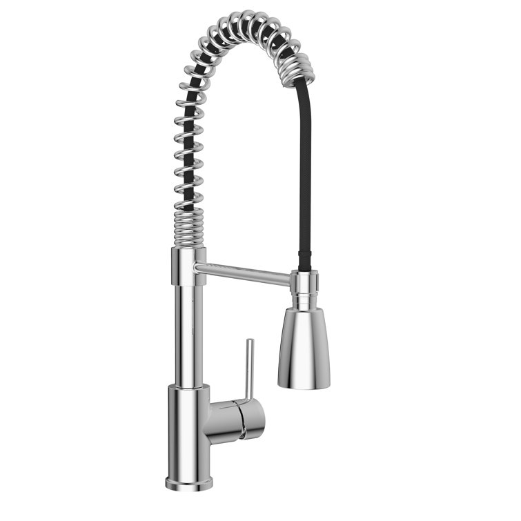 Polished Chrome Single Handle Pull-Down Kitchen Faucet with Spray