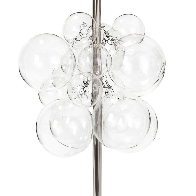 Clear Glass Bubble Table Lamp with Linen Shade