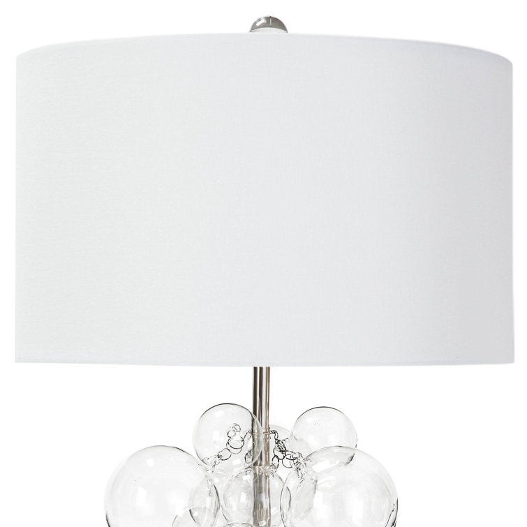 Clear Glass Bubble Table Lamp with Linen Shade